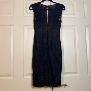Caché V-neck Lace Cocktail Dress (Black, Size 2)